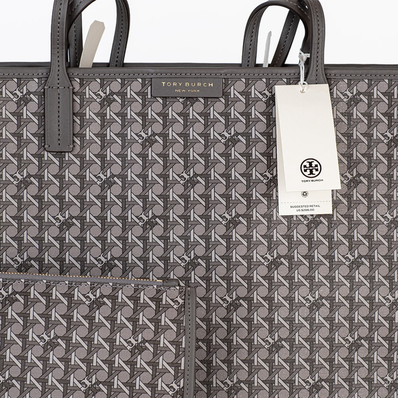 NWT Tory Burch Ever-Ready Tote Grey Zinc Logo Monogram - Picture 6 of 8
